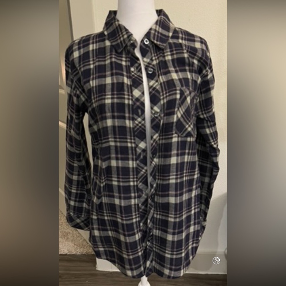 Rails Blue Gray plaid  Long Sleeve Shirt